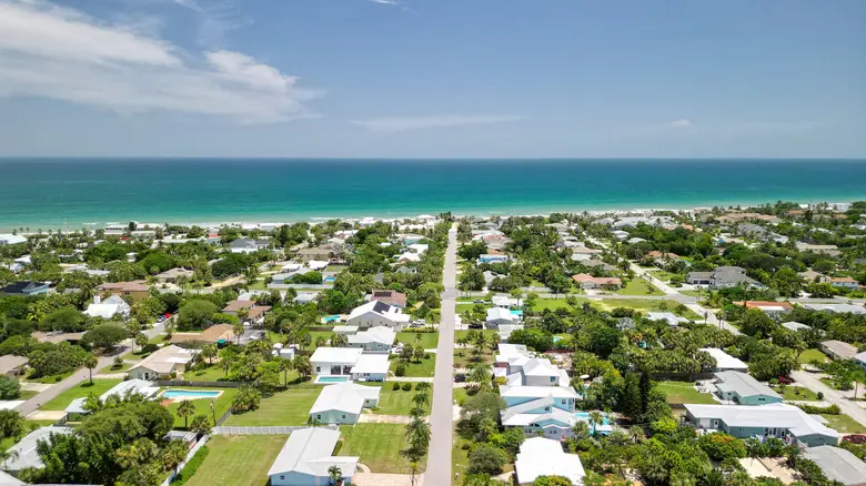 arial view of of a coastal neighborhood in Melbourne, Florida